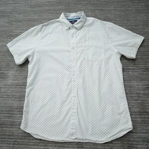 Michael Brandon Shirt Button Up Men White Floral All Over Print Cotton Large